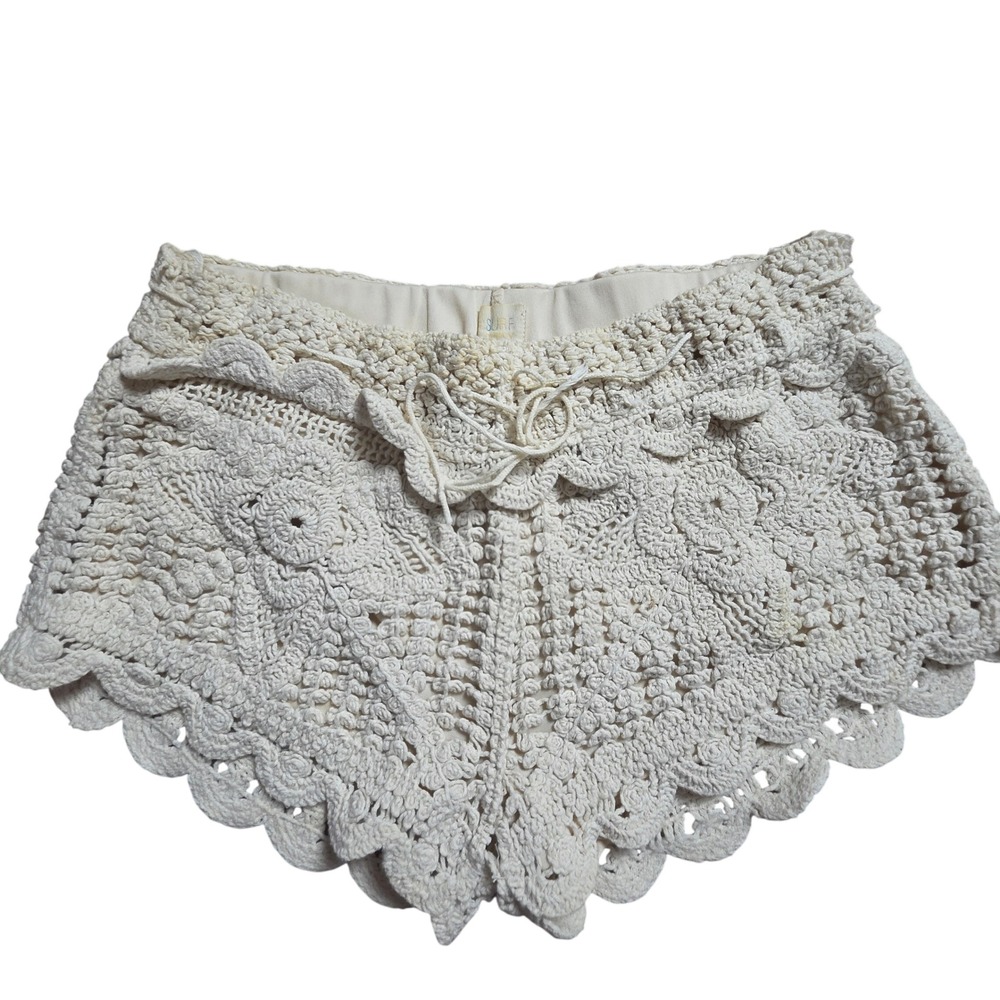 Surf Gypsy Crochet Scalloped Hem Boho Beach Shorts M Resort Coastal Festival